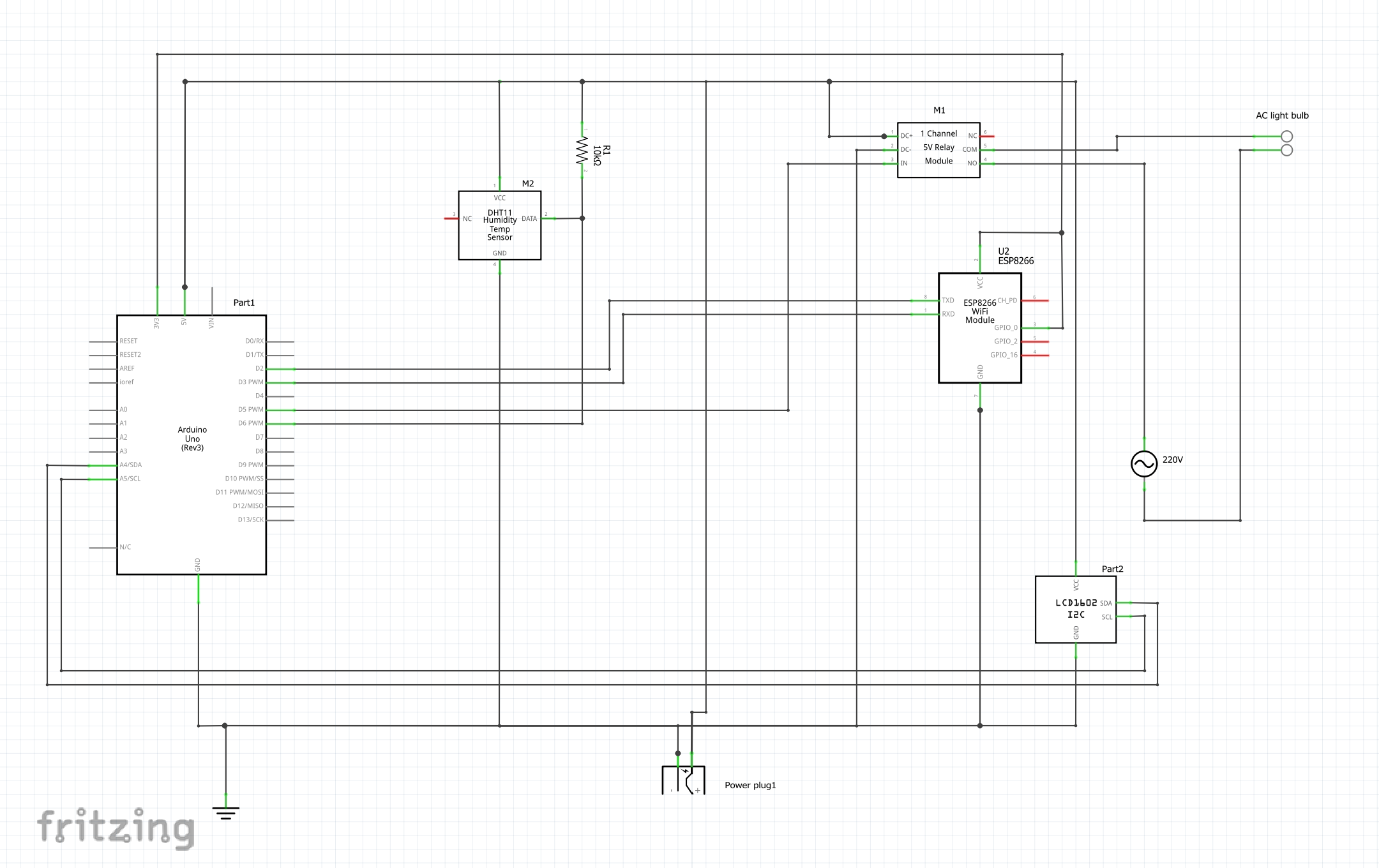 The Circuit Diagram for the IoT Based Temperature Control Poultry Farm Arduino Project