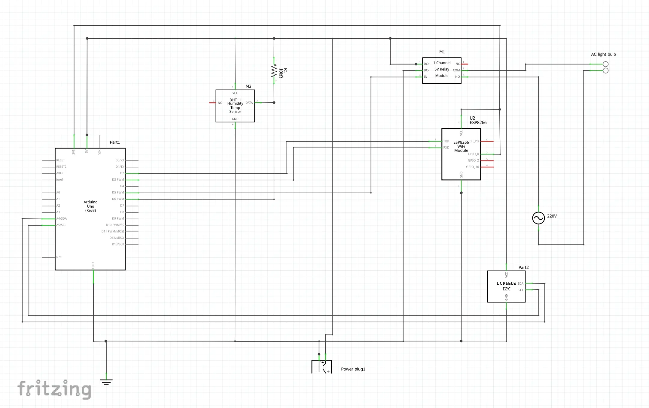 The Circuit Diagram for the IoT Based Temperature Control Poultry Farm Arduino Project