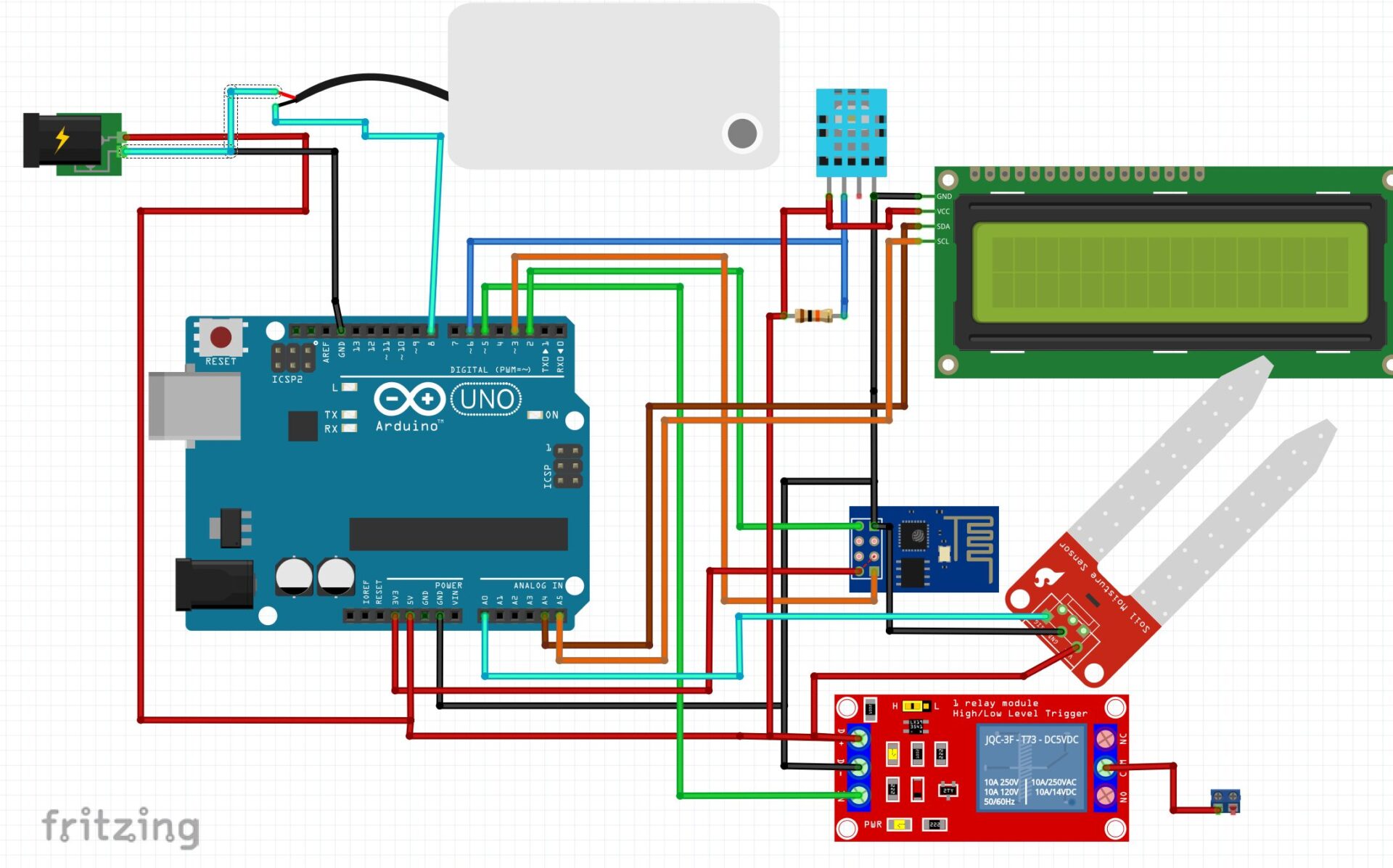 The Schematic Diagram for the IoT Based Temperature Control with feeding