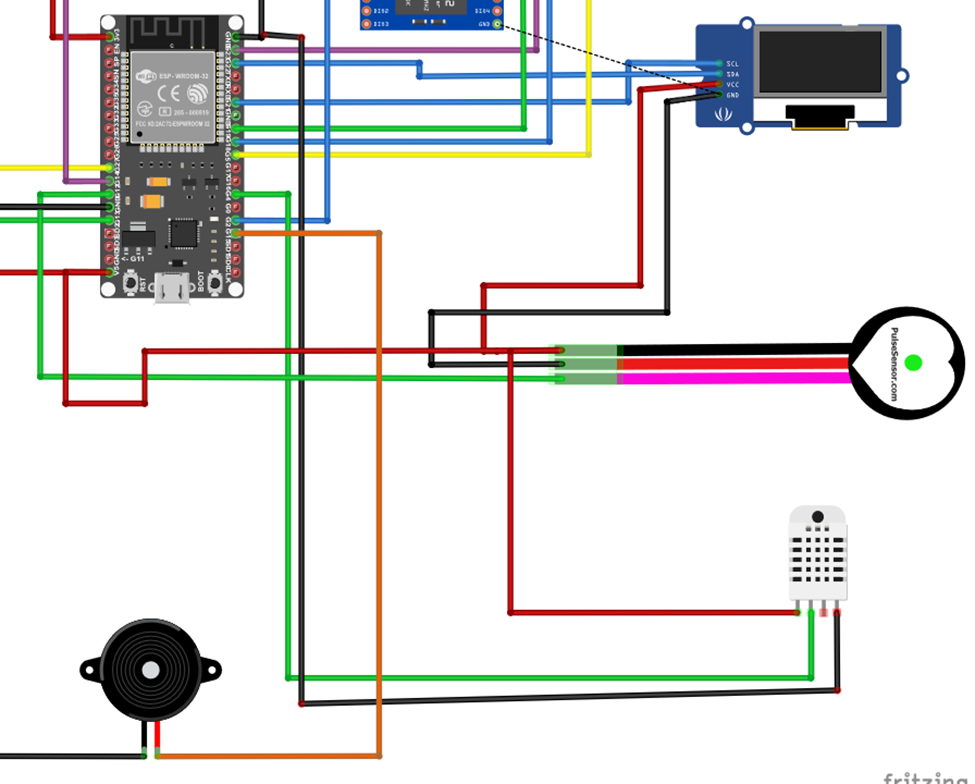 How the DHT11 sensor was connected in the schematic diagram