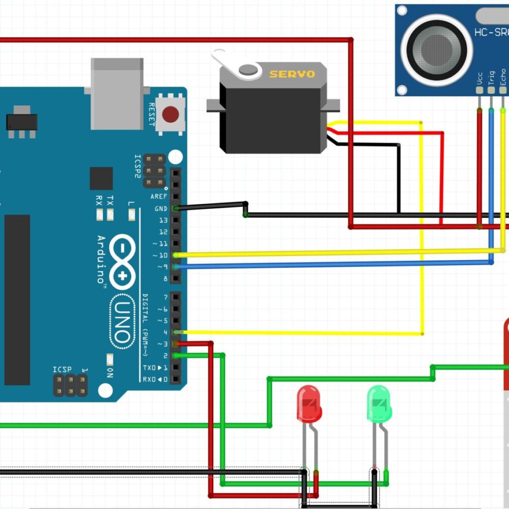 Automatic toilet flusher with Arduino Uno: The schematic diagram