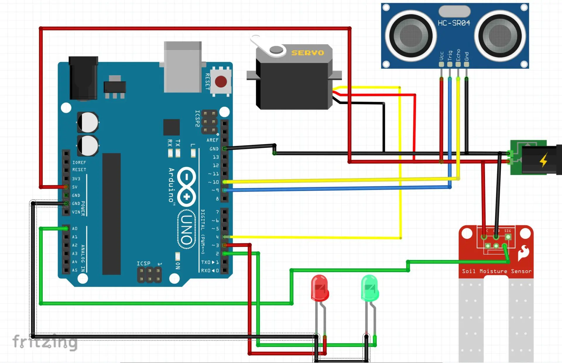 Automatic toilet flusher with Arduino Uno: The schematic diagram