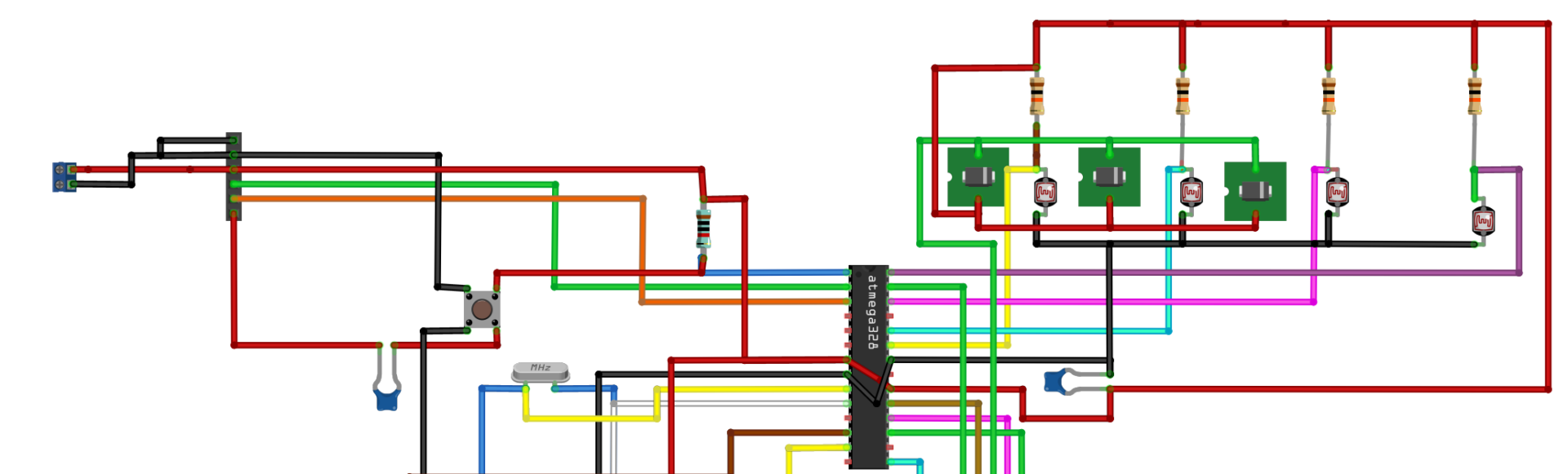 The Four LDR sensors and four lasers used for the tripwire system