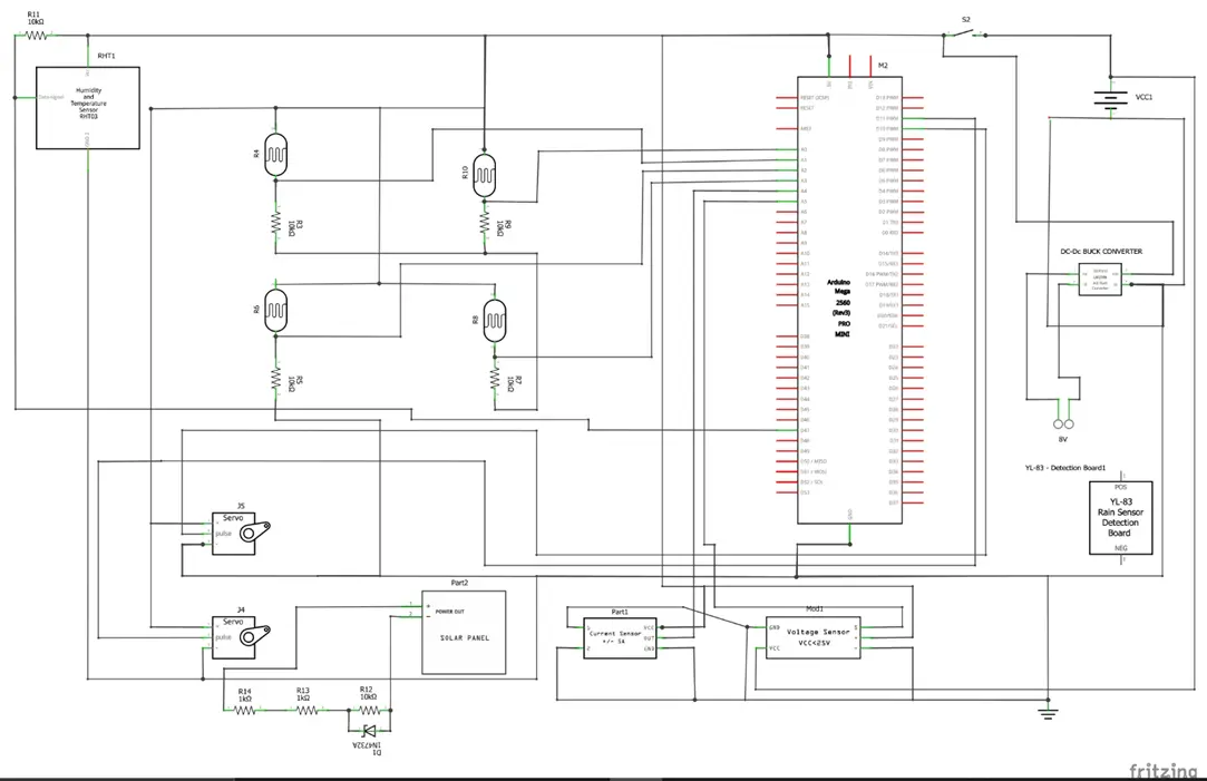 The Schematic Diagram of Solar Tracker With Weather Station