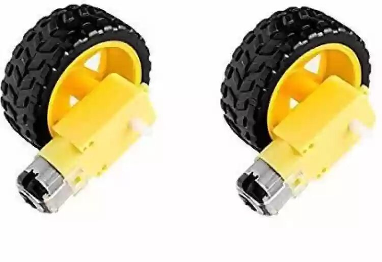 Arduino DC motor and tyre used for the over-speeding limit project design