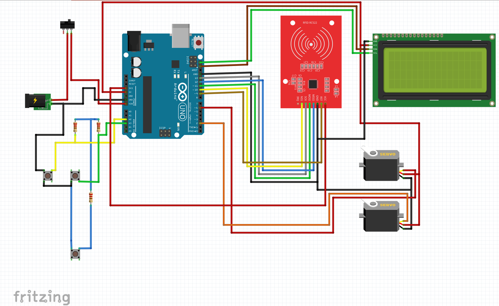 Circuit diagram for the RFID Train Passenger Authentication System