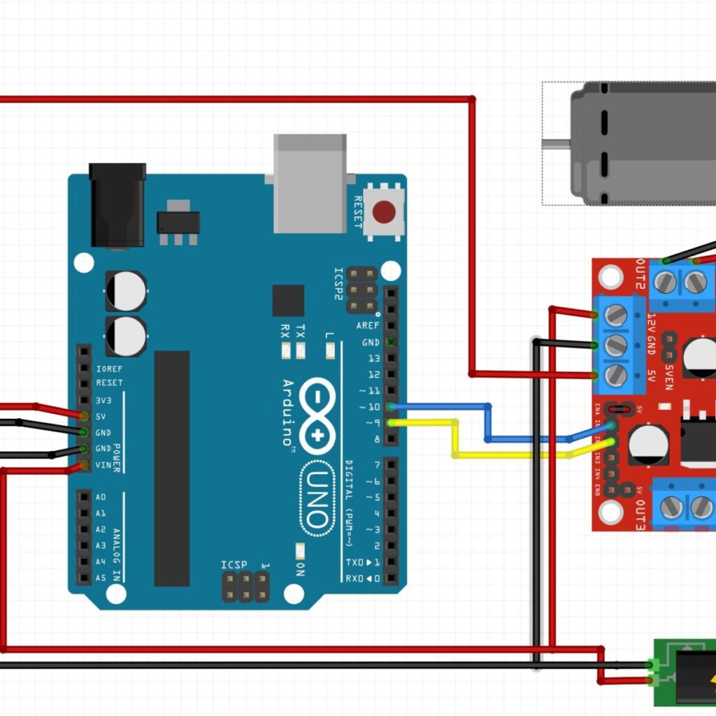 Circuit diagram for the motorized curtain control using Arduino and pushbutton