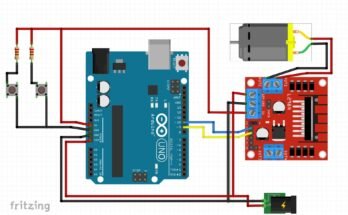 Circuit diagram for the motorized curtain control using Arduino and pushbutton