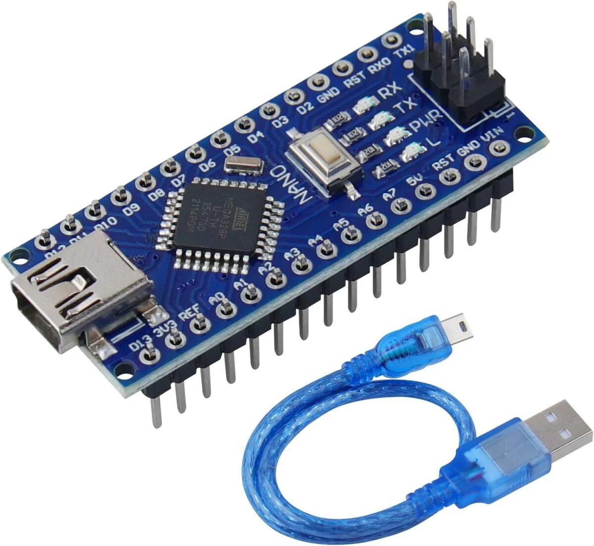 DIY weather station with DHT11 sensor and Arduino: The Arduino Nano board used for the project