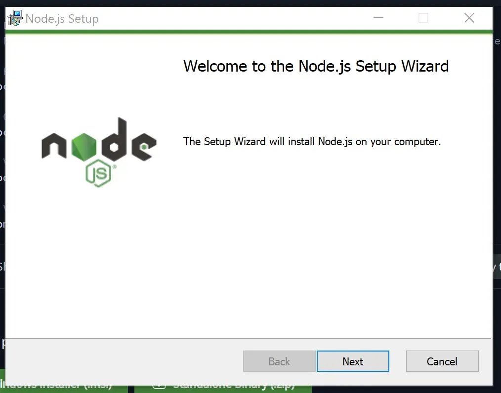 installing node.js onto your PC