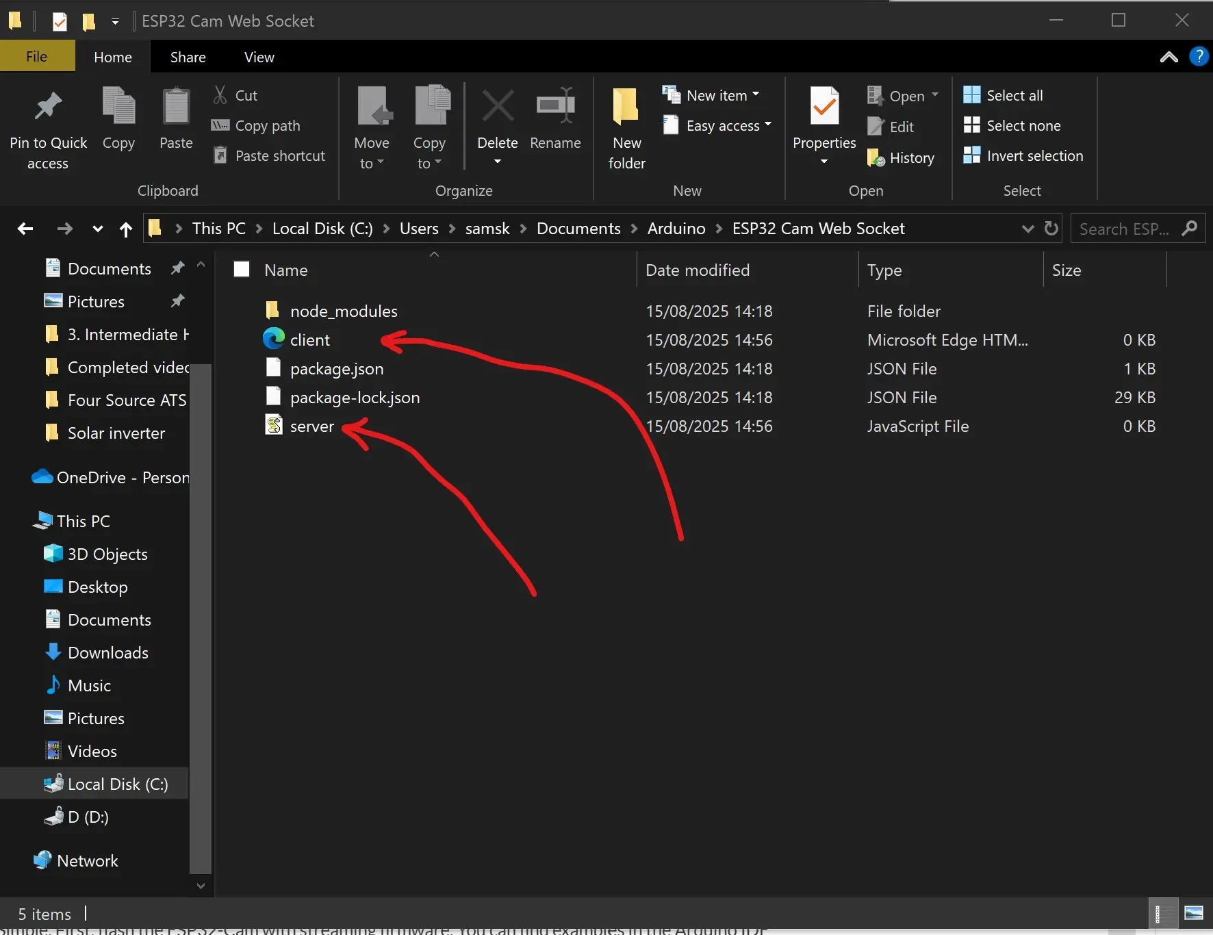 the files created