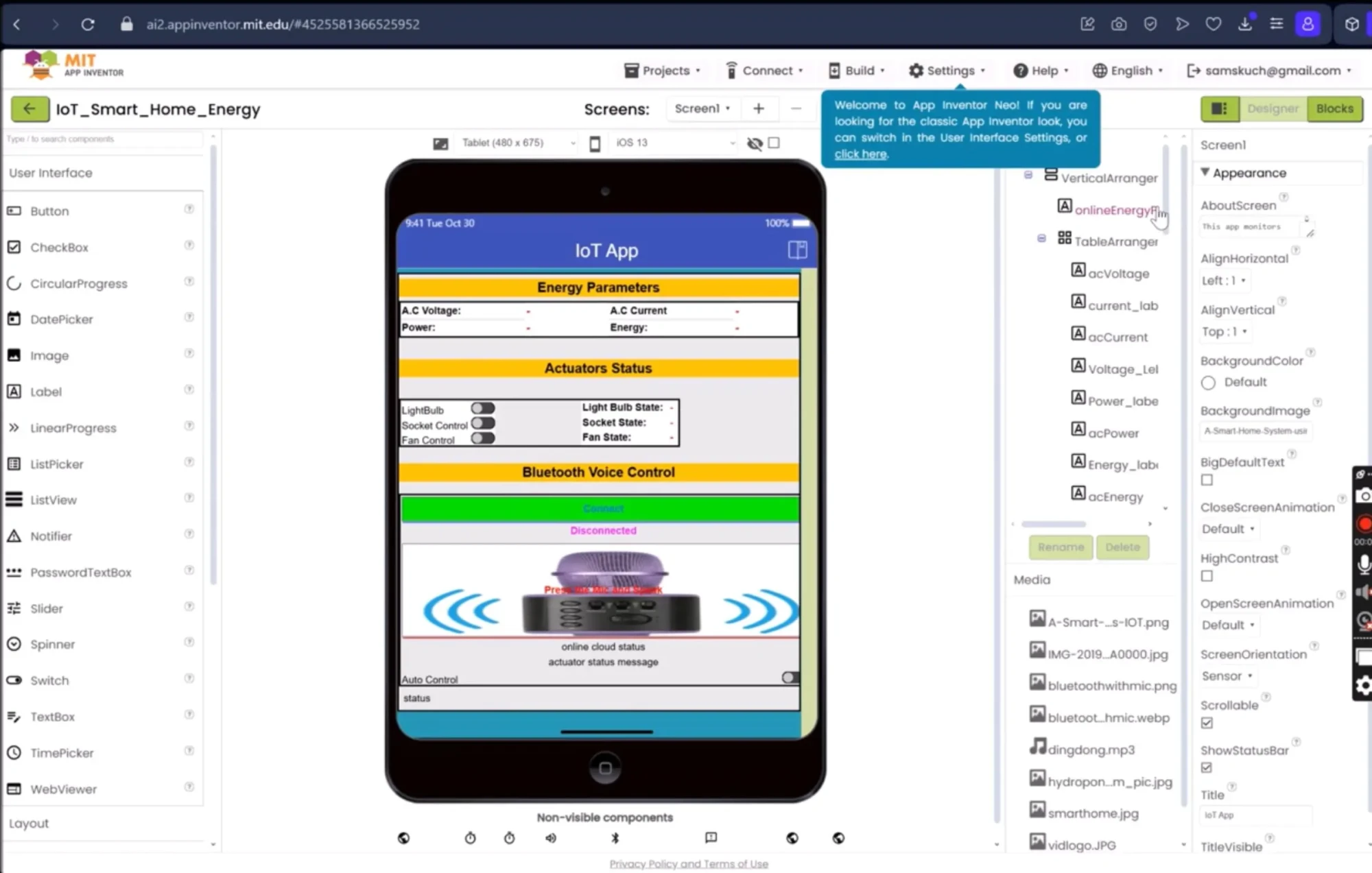 Developing the App using MIT App Inventor
