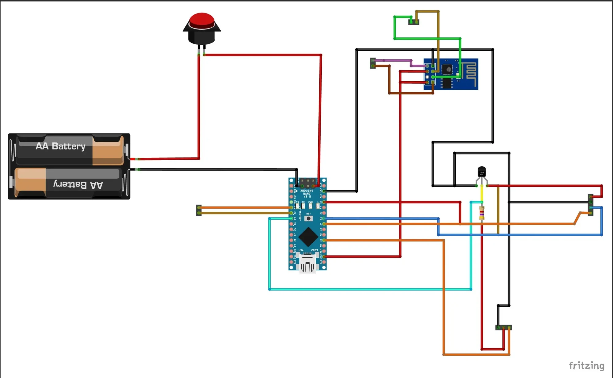 The bread board version for the circuit diagram for the project design