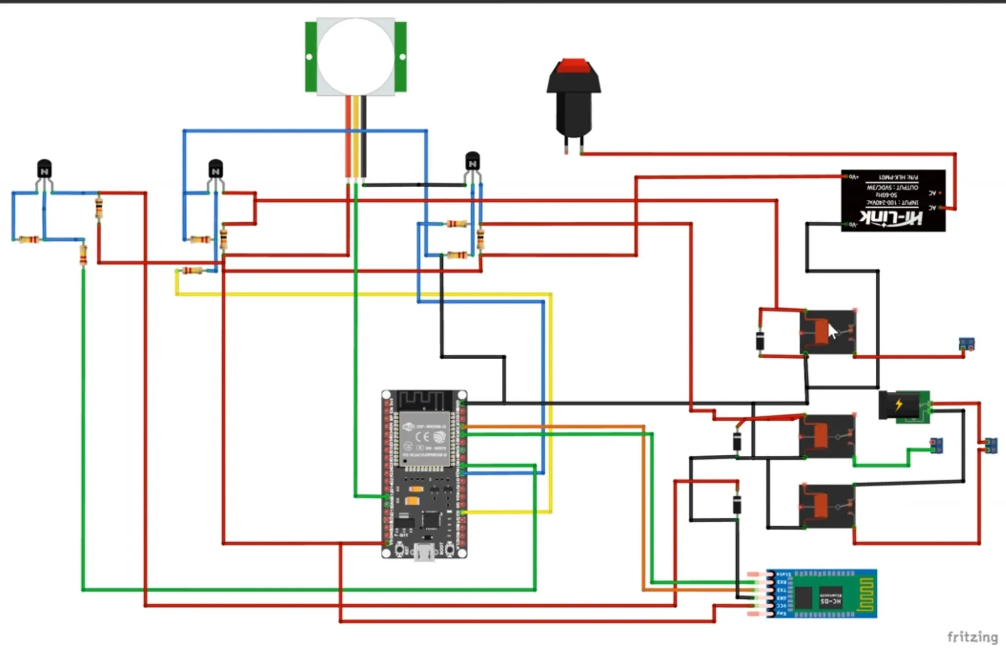 THe schematic diagram for the IoT Smart Home With Voice Control and Energy monitoring